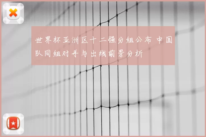 世界杯亚洲区十二强分组公布 中国队同组对手与出线前景分析